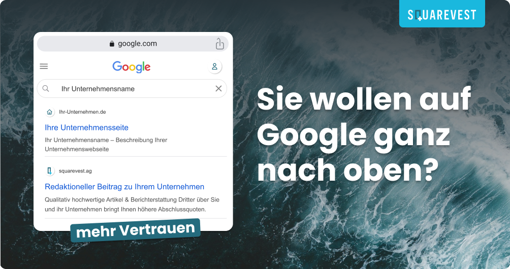 SQUAREVEST Reputationsmanagement erzielt messbare Ergebnisse, die zu einer besseren Platzierung in Google-Suchergebnissen und einem Anstieg der Besucherzahlen führen.